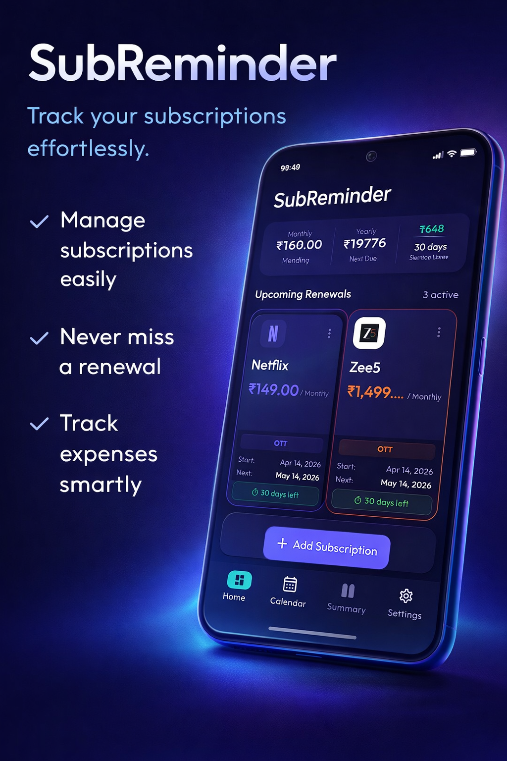 Home dashboard